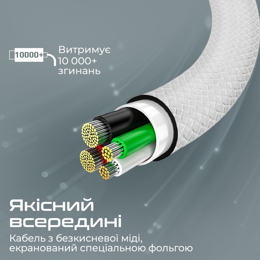 Кабель Promate xCord-CC200 USB-C to USB-C 3А 2 м white (xcord-cc200.white)