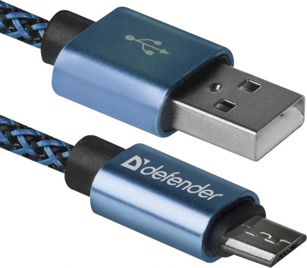 Кабель Defender microUSB 1 м синій (87805) 