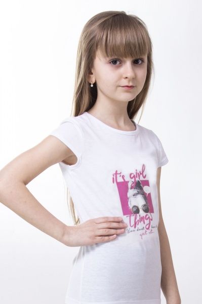 Футболка для дівчаток KOSTA 0114-1 р.146-152 білий 