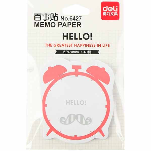 Блоки бумажные самоклеящиеся Часы 62х70 мм Deli