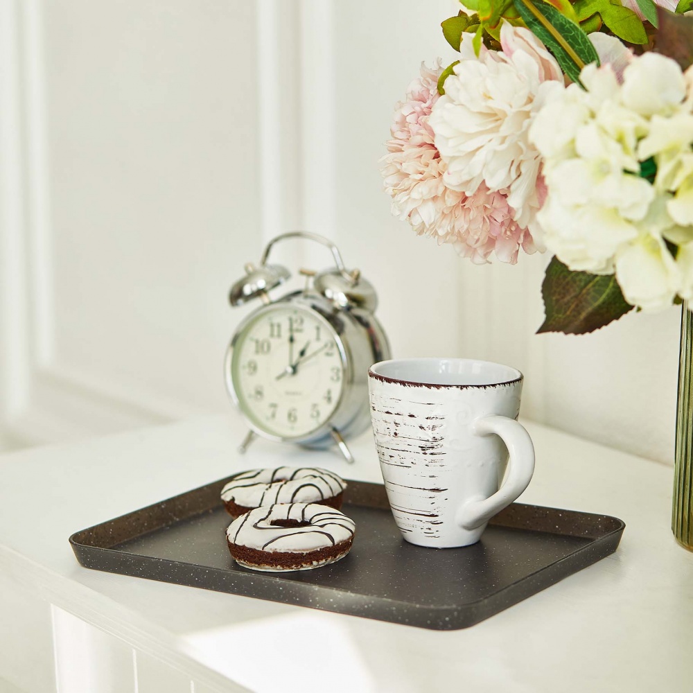 Поднос Алеана для кофе 29,5х21х1,5 см серый камень