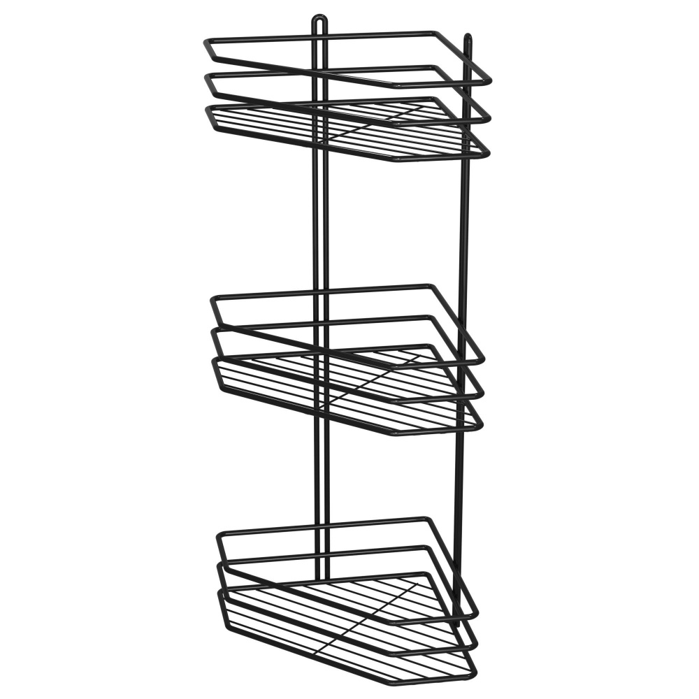 Полка для ванной Метал-Стиль угловая 25 см 3-ярусная черная ПВ-25333