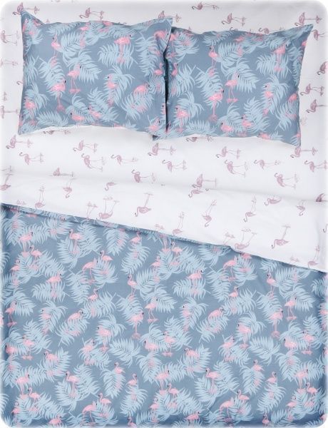 Комплект постельного белья Flamingo 2 бело-сине-розовый 