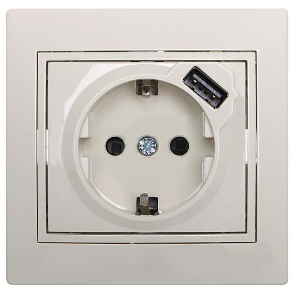 Розетка USB Lezard Mira кремовий 701-0303-181