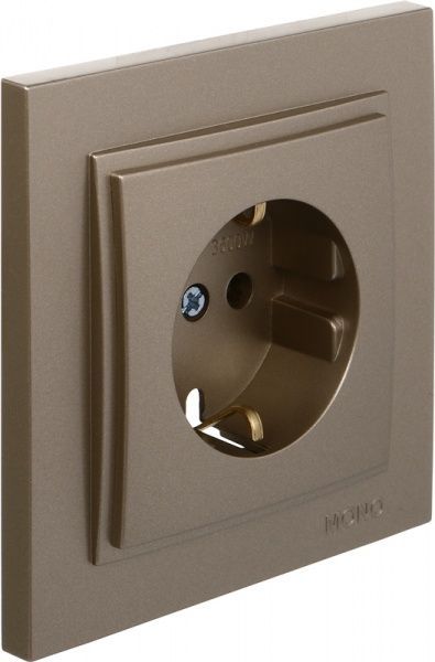 Розетка с заземлением Mono Despina без шторок без крышки титан 102-222221-117