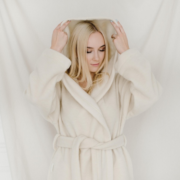 Халат женский Flokati Coral з капюшоном р. M/L экрю