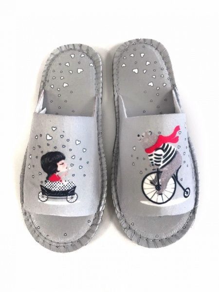 Капці домашні Twins Ведмідь на велосипеді р. 38-39 сірий 