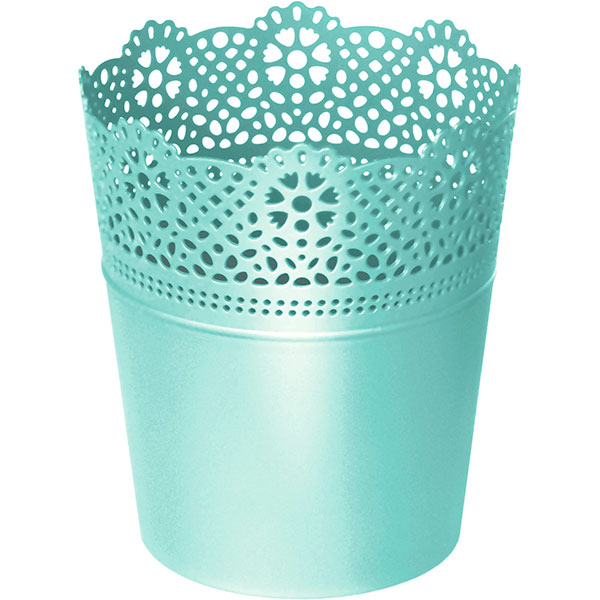 Кашпо пластикове Prosperplast Lace круглий 2,8л фісташковий (78976-573) 