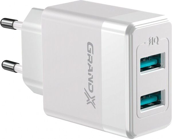 Зарядное устройство Grand-X CH-50W 2USB 5V 2,4A White