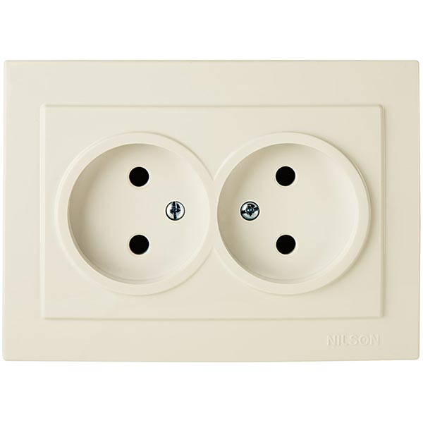 Розетка Nilson Touran 24121024 подвійна без заземлення кремова