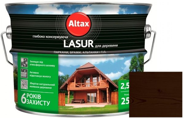 Лазурь глубоко консервирующая Altax Lasur для древесины палисандр полумат 2,5 л