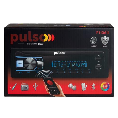 Автомагнитола PULSO RGB, USB, FM, RCA, LCD (P110611)