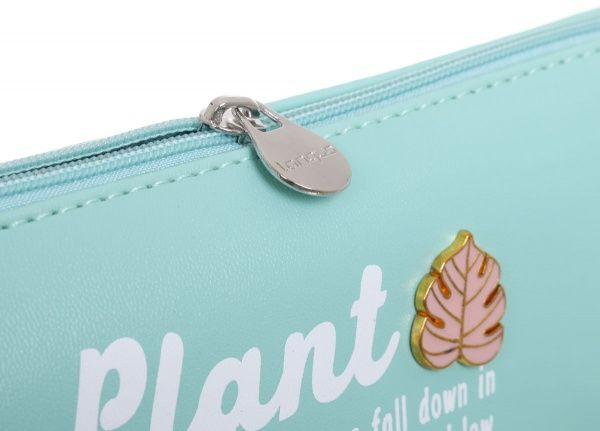 Пенал з білим написом Plant бірюзовий із білим