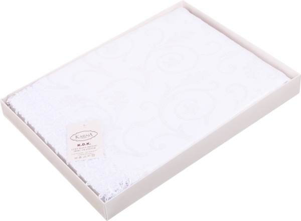 Скатерть с гипюром KDK 160x300 см белый Karna 