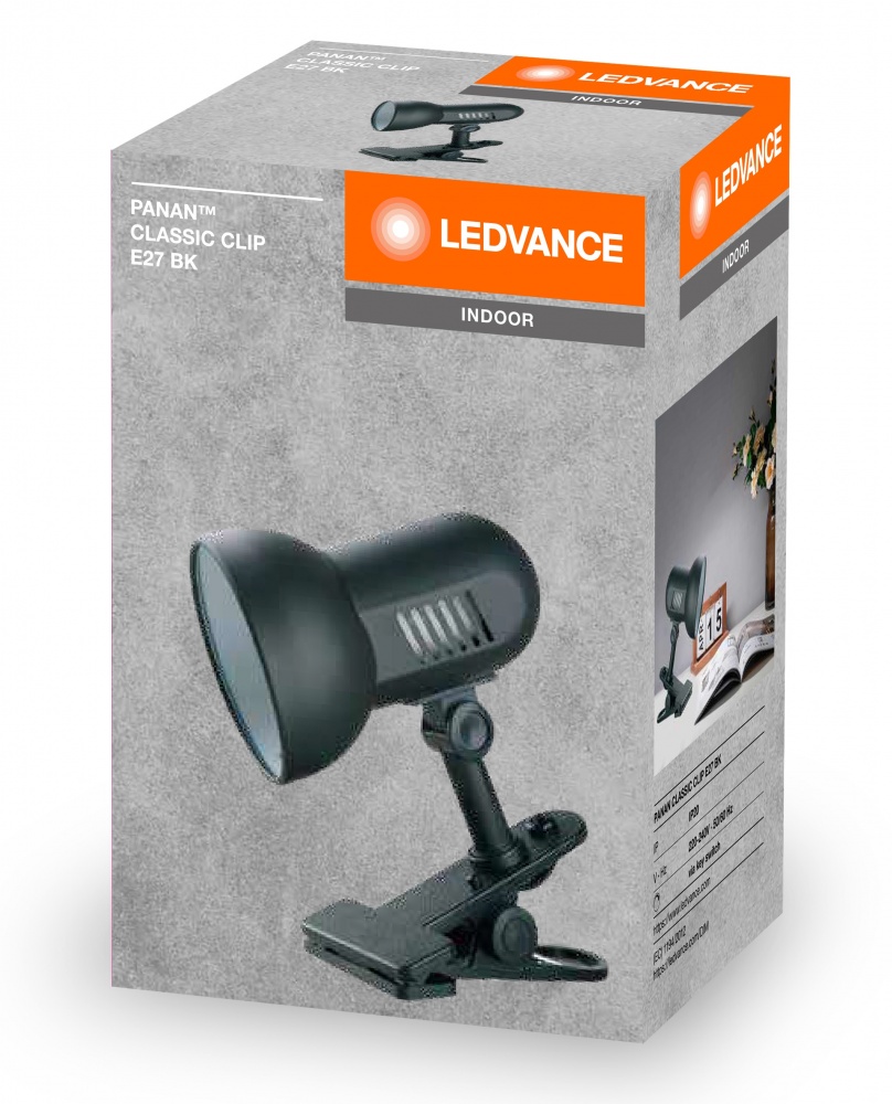Настільна лампа Ledvance 1x40 Вт E27 чорний PANAN CLASSIC CLIP E27 BK