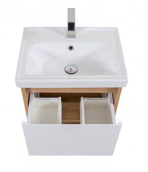 Тумба подвесная ScandiSPA Edda севилья/белый с умывальником Frame 50 см