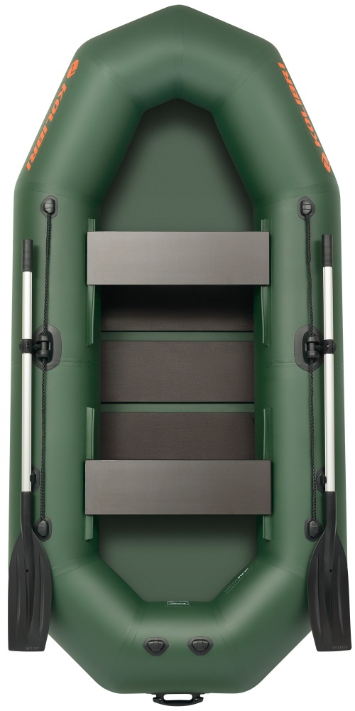 Лодка Kolibri надувная гребная K-270T.01.01 с пайолом слань-коврик зеленый