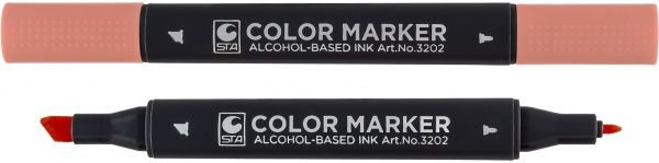 Маркер художественный STA 3202 двусторонний 0.7 / 1-7 мм STA3202-16 кораллово-розовый 