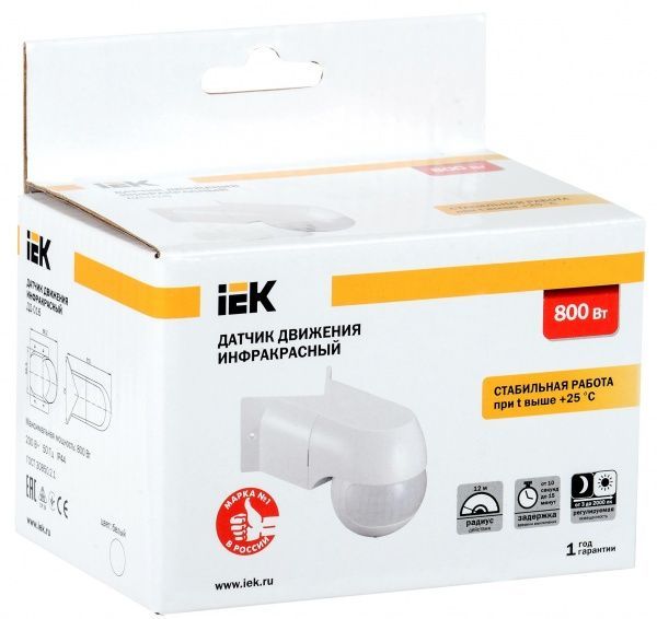 Датчик движения IEK ДД 016 180° 12м 800W IP44 белый LDD11-016-800-001