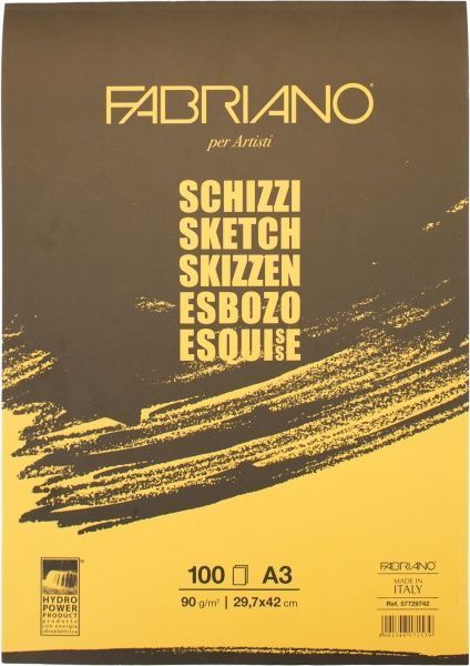 Склейка для экскизов Schizzi Sketch A3 29,7х42 см 90 г/м² 100 листов Fabriano