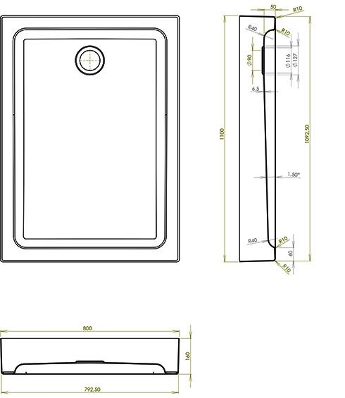 Поддон акриловый Ravak MODENA 110