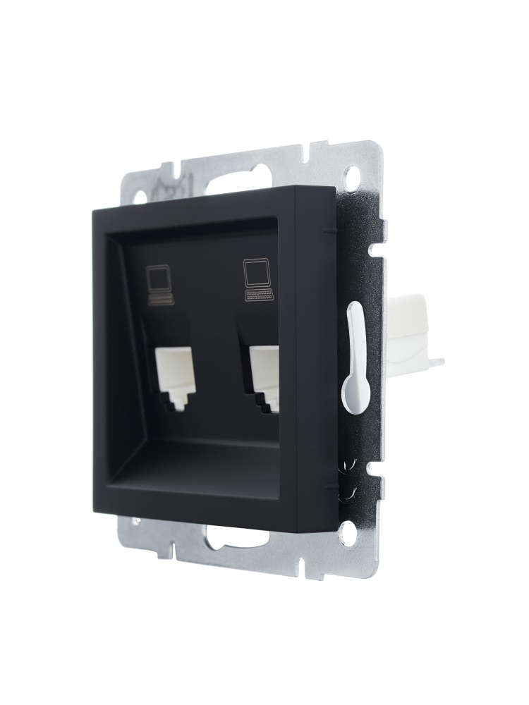 Розетка комп’ютерна подвійна 2 без заземлення Lezard Vesna IP20 антрацит 742-4288-141