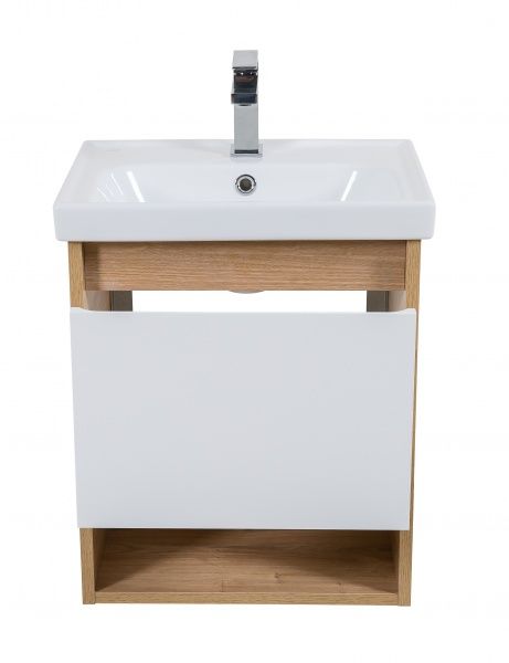 Тумба подвесная ScandiSPA Edda севилья/белый с умывальником Frame 50 см