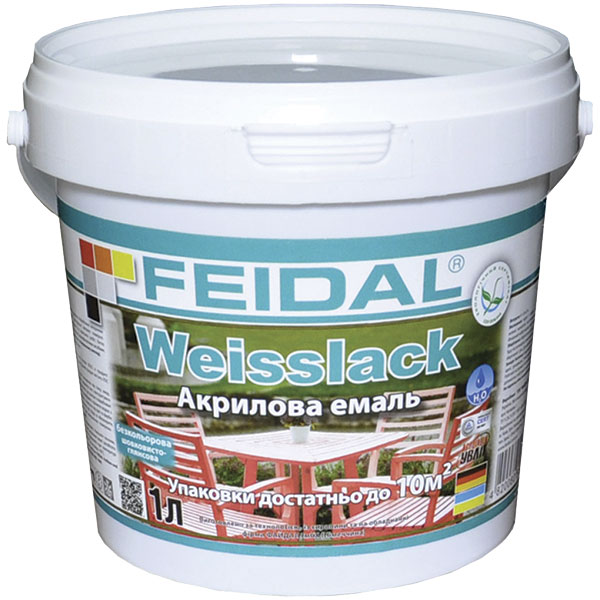 Эмаль Feidal акриловая Weisslack база под тонировку шелковистый глянец 1л