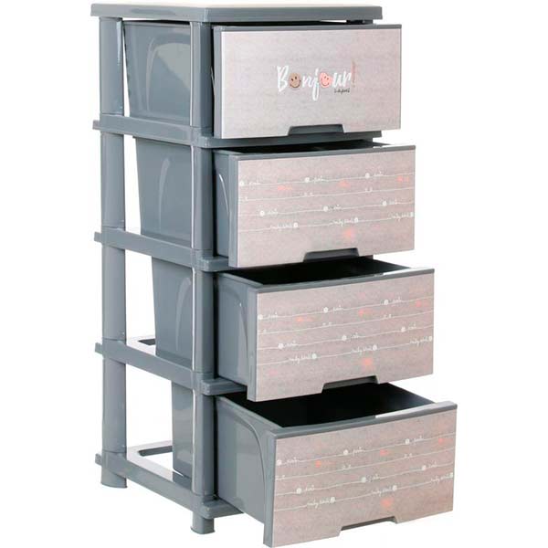 Комод пластиковий Smiley Paris Chic сірий 940x390x490 мм