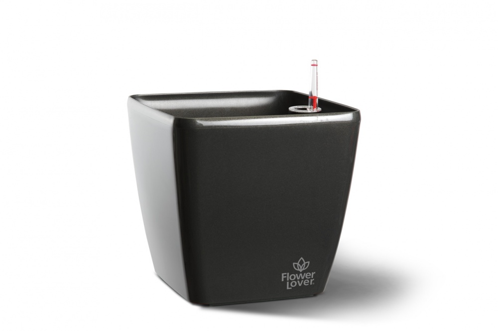 Вазон пластиковый Quadrato 18x18x17 квадратный черный 3 л Plastkon (239860)