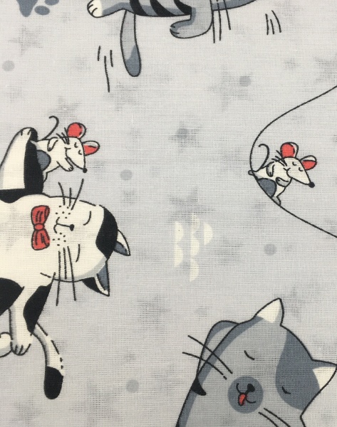 Комплект постельного белья Безумные коты 1,5 светло-серый с принтом UP! (Underprice) 