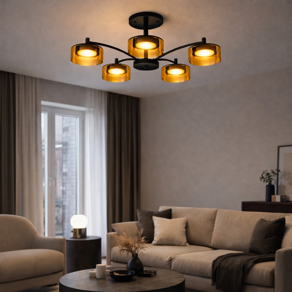 Люстра потолочная LIGHT SET DUSHA MS241 5x12 Вт GX53 черный/янтарь