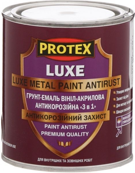 Ґрунт-емаль Protex антикорозійна Luxe 3 в 1 коричневий мат 0,6л