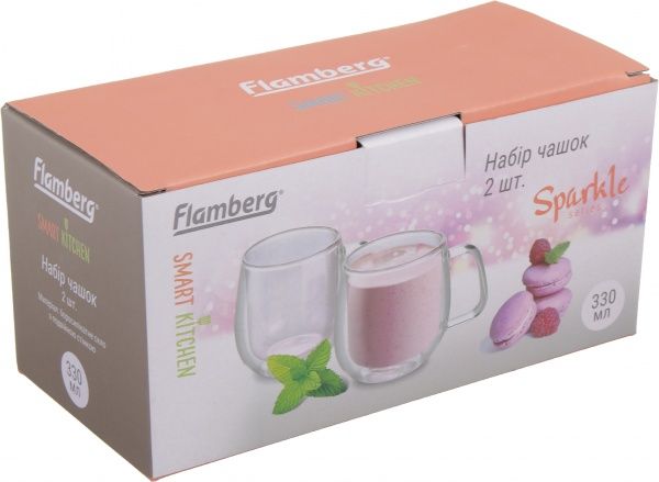 Набор чашек Sparkle Pink 330 мл Flamberg Smart Kitchen