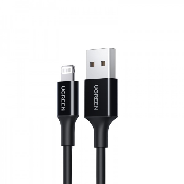 Кабель UGREEN US155 USB 2.0 Male to Lightning Male Cable Nickel Plating ABS Shell 2.4A 1 м чорний (80822) 
