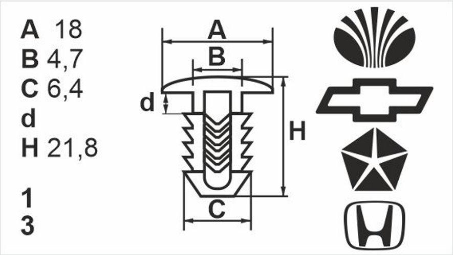 Клипса нажимная наружная (обшивка) Romix (A175047)