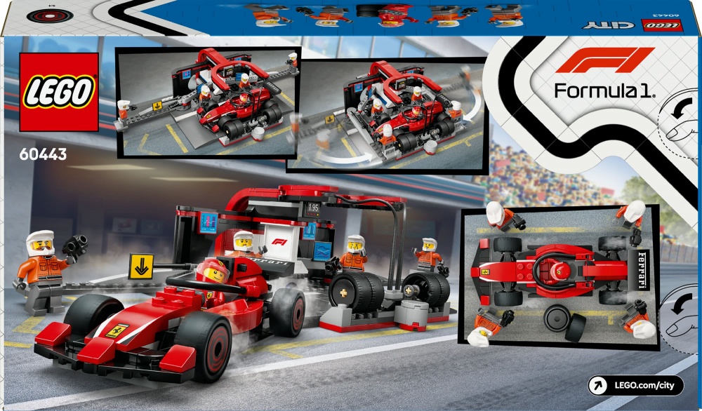 Конструктор LEGO City Піт-стоп і піт-екіпаж F1® з болідом Ferrari 60443