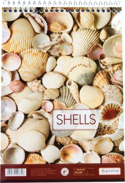Блокнот Малюнки природи – Мушлі А5 клітинка 80 арк. спіраль Optima