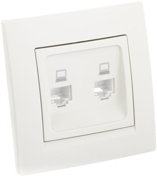 Розетка комп’ютерна подвійна UP! (Underprice) One Plus крем 706-0303-141