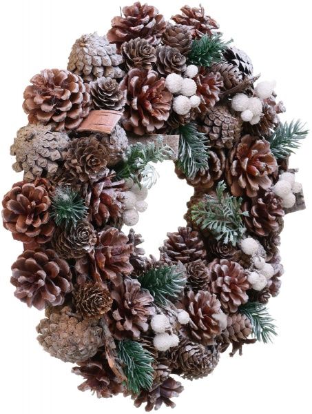 Венок новогодний с шишками, хвоей и ягодами d330 мм EPI-993902 