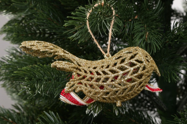 Декоративна підвіска Пташка з декором 15 см HFF206G золотий