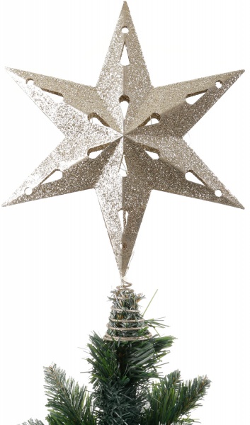 Верхушка для елки звезда с подсветкой глянцевая золотой 