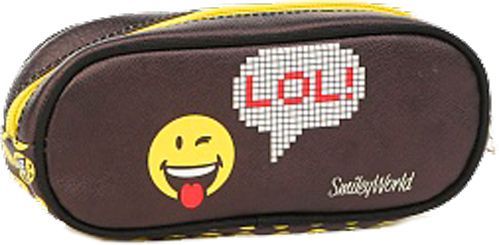 Пенал косметичка LOL Smiley коричневый с рисунком