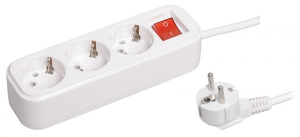 Удлинитель с выключателем IEK Classic с заземлением 3 гн. белый 5 м WYP11-16-03-05-ZK 