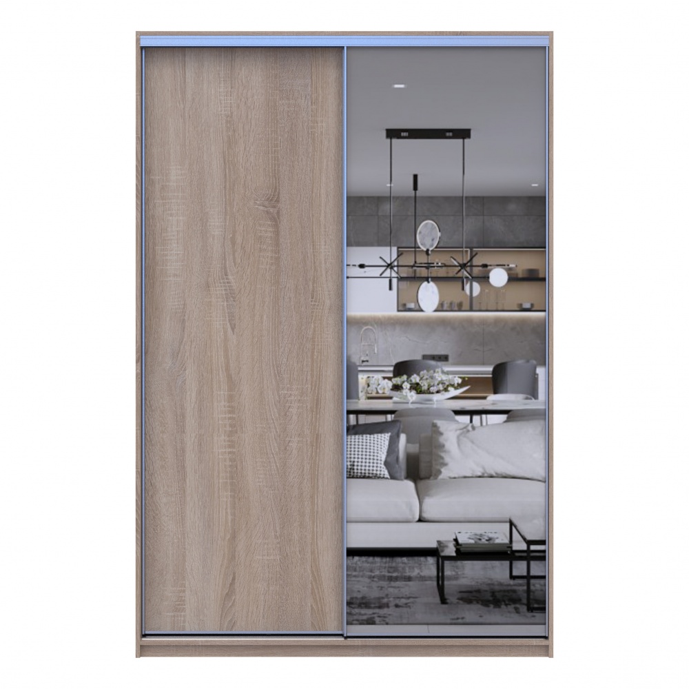 Шафа-купе Сіті Лайт Doros ДСПдзеркало 1,5 м 1500x600x2250 мм дуб сонома двері ДСП/дзеркало