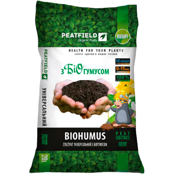 Субстрат торфяной PEATFIELD универсальный с биогумусом