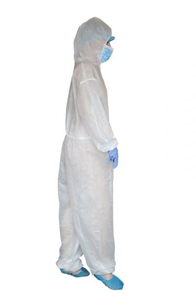 Комбинезон защитный из спанбонда на молнии 25 г/м2 р. XXL рост универсальный белый