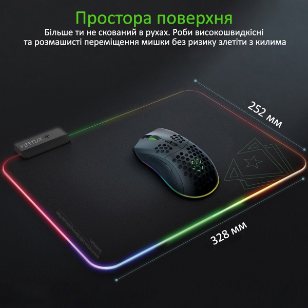 Килимок для миші Vertux SwiftPad-L Black (swiftpad-l.black) 