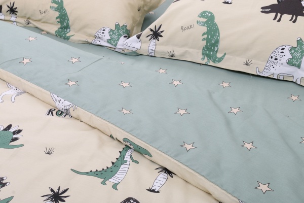 Комплект постільної білизни Динозаврики 2 зелений із малюнком Homeline 