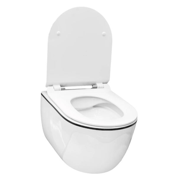 Унитаз подвесной EGO BLACK LINE Rimless сидения Duroplast SLIM soft-close